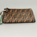 FENDI Zucca Canvas Triplet Pouch Black Brown Red Auth ac3770-6