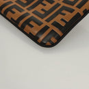 FENDI Zucca Canvas Triplet Pouch Black Brown Red Auth ac3770-7