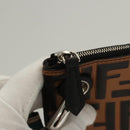 FENDI Zucca Canvas Triplet Pouch Black Brown Red Auth ac3770-8