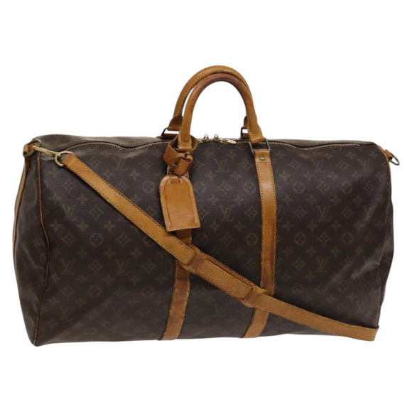 LOUIS VUITTON Monogram Keepall Bandouliere 55 Boston Bag M41414 LV Auth ac3775