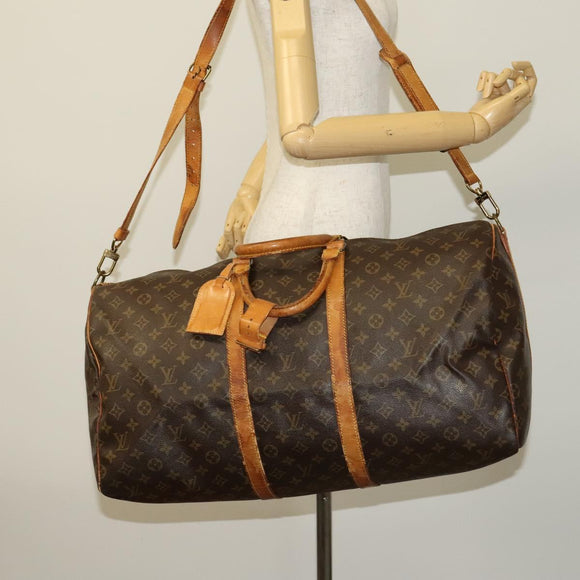 LOUIS VUITTON Monogram Keepall Bandouliere 55 Boston Bag M41414 LV Auth ac3775