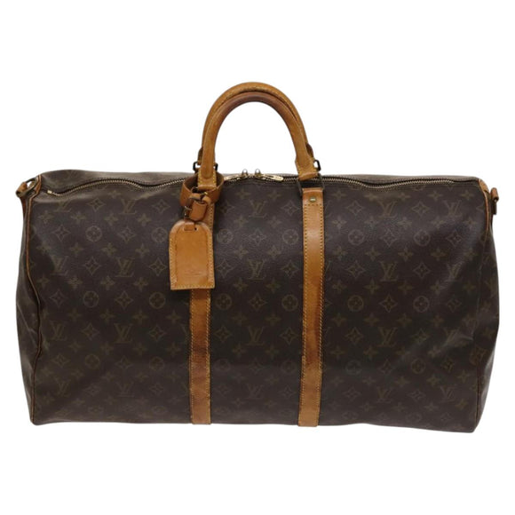 LOUIS VUITTON Monogram Keepall Bandouliere 55 Boston Bag M41414 LV Auth ac3775