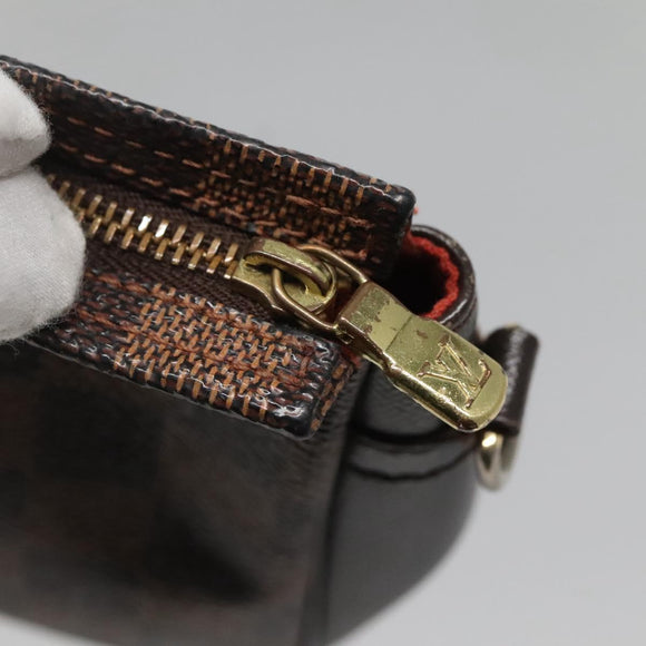 LOUIS VUITTON Damier Ebene Trousse Makeup Pouch N51982 LV Auth ac3779