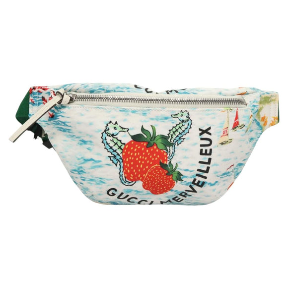 GUCCI Children's Waist bag Nylon White Silver 502095 Auth ac3786