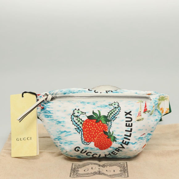 GUCCI Children's Waist bag Nylon White Silver 502095 Auth ac3786