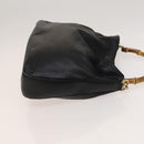 GUCCI Bamboo Hand Bag Leather 2way Black Gold 001 1781 1577 Auth ac3788-3
