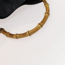 GUCCI Bamboo Hand Bag Leather 2way Black Gold 001 1781 1577 Auth ac3788-7