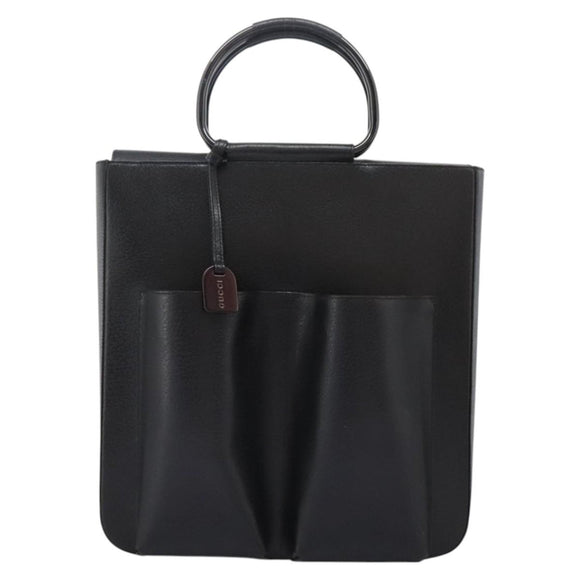 GUCCI Hand Bag Leather Black 002 1118 0462 Auth ac3789