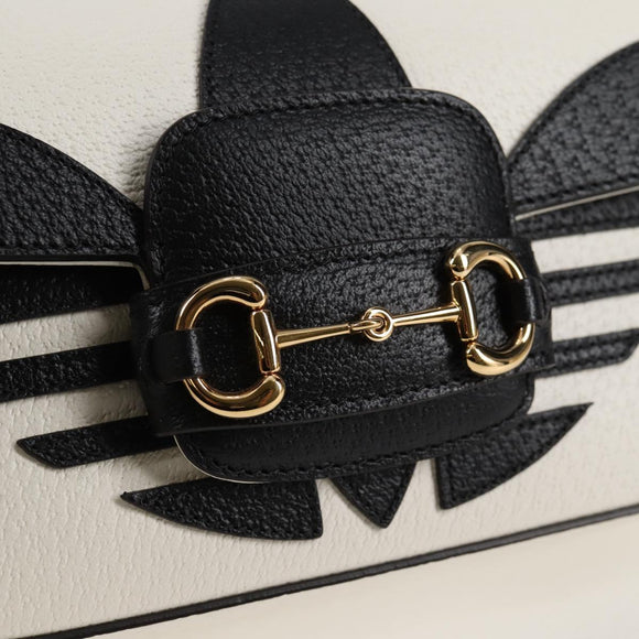 GUCCI Adidas Collaboration Horsebit Bag Leather 2way White 722009 Auth ac3794AM
