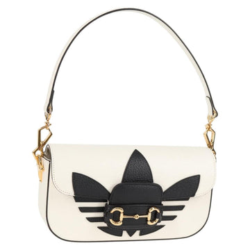 GUCCI Adidas Collaboration Horsebit Bag Leather 2way White 722009 Auth ac3794AM