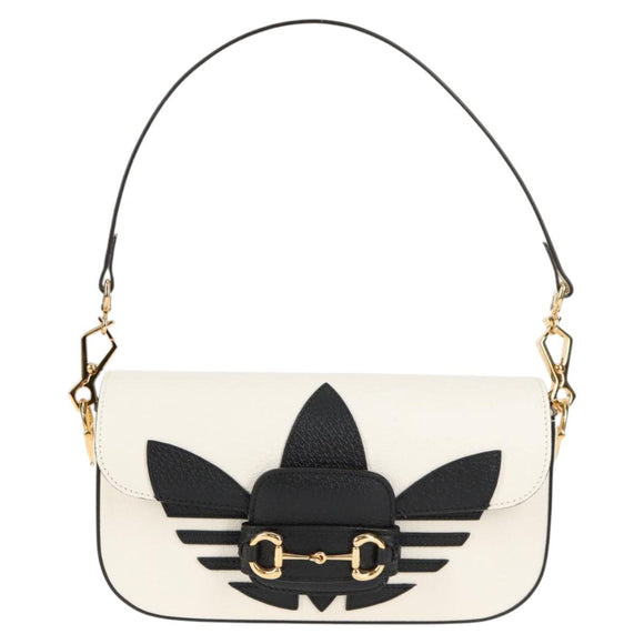 GUCCI Adidas Collaboration Horsebit Bag Leather 2way White 722009 Auth ac3794AM