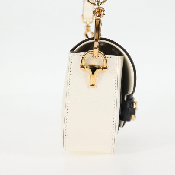 GUCCI Adidas Collaboration Horsebit Bag Leather 2way White 722009 Auth ac3794AM