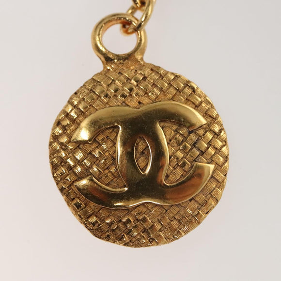 CHANEL COCO Mark Chain Necklace metal Gold CC Auth ac3798