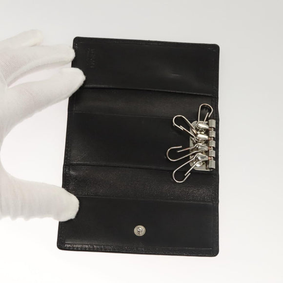 VERSACE Key Case Leather Black Auth ac3800