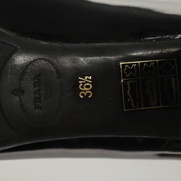 PRADA High Heels Leather 36 1/2 Black Auth ac3811