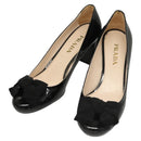 PRADA High Heels Leather 36 1/2 Black Auth ac3811-1