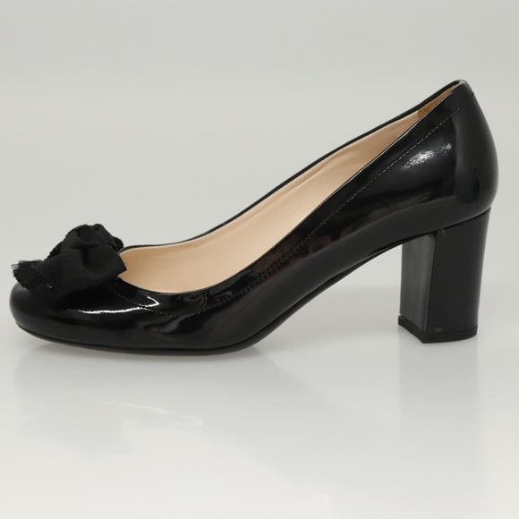 PRADA High Heels Leather 36 1/2 Black Auth ac3811