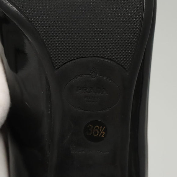 PRADA High Heels Leather 36 1/2 Black Auth ac3811