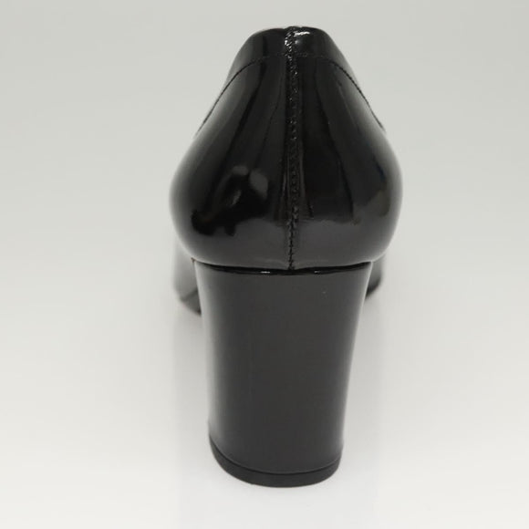 PRADA High Heels Leather 36 1/2 Black Auth ac3811