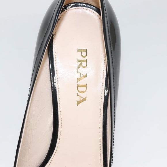 PRADA High Heels Leather 36 1/2 Black Auth ac3811