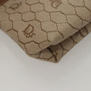 Christian Dior Honeycomb Canvas Pouch PVC Beige Auth ac3812-15