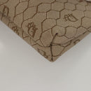 Christian Dior Honeycomb Canvas Pouch PVC Beige Auth ac3812-11
