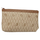 Christian Dior Honeycomb Canvas Pouch PVC Beige Auth ac3812-13