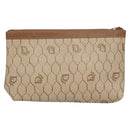 Christian Dior Honeycomb Canvas Pouch PVC Beige Auth ac3812-3