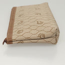 Christian Dior Honeycomb Canvas Pouch PVC Beige Auth ac3812-4