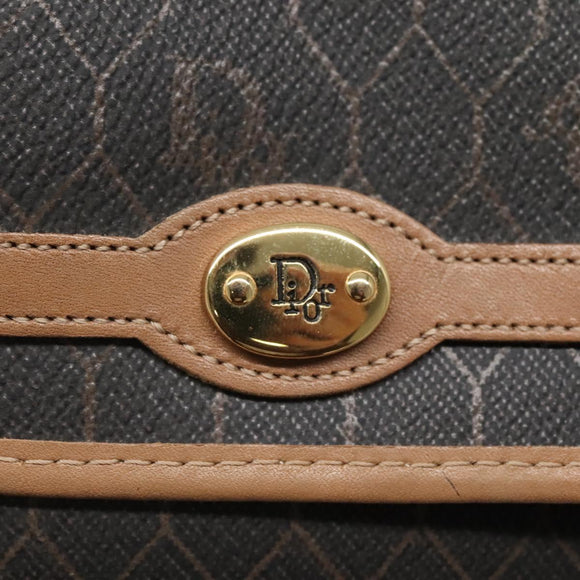 Christian Dior Honeycomb Canvas Clutch PVC Leder Schwarz Gold Auth ac3813