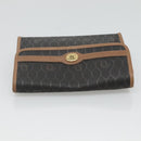 Christian Dior Honeycomb Canvas Pouch PVC Leather Black Gold Auth ac3813-5