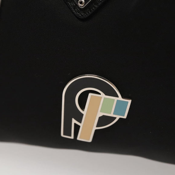 PRADA Pouch Nylon Silver Black Auth ac3814