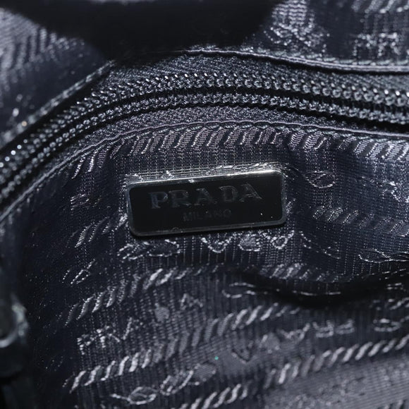 PRADA Pouch Nylon Silver Black Auth ac3814