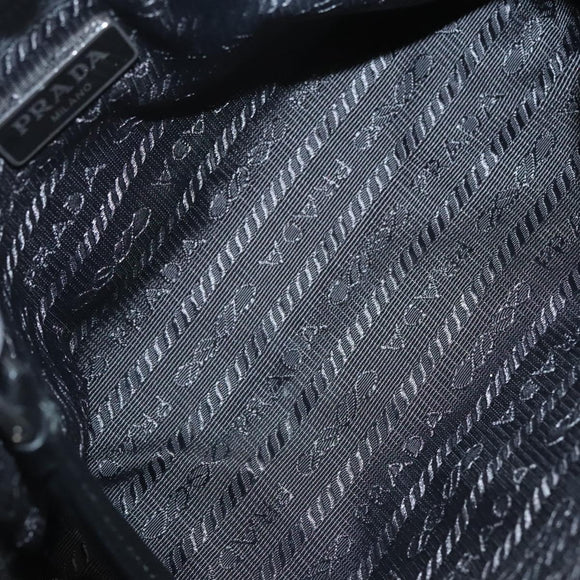 PRADA Pouch Nylon Silver Black Auth ac3814