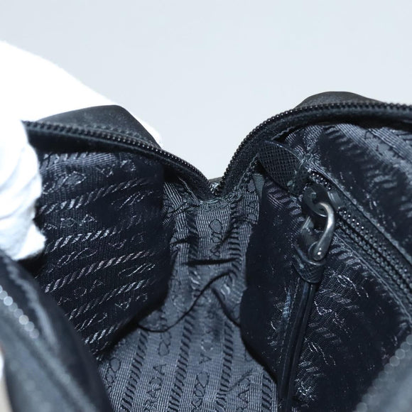 PRADA Pouch Nylon Silver Black Auth ac3814