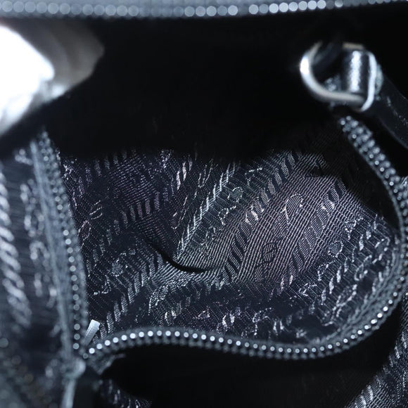 PRADA Pouch Nylon Silver Black Auth ac3814