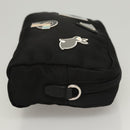 PRADA Pouch Nylon Silver Black Auth ac3814-3