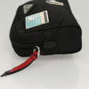 PRADA Pouch Nylon Silver Black Auth ac3814-4