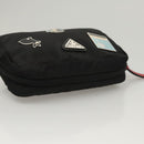 PRADA Pouch Nylon Silver Black Auth ac3814-5