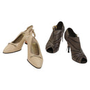 Salvatore Ferragamo Louis Vuitton High Heels Leather 2Set Beige Auth ac3823-1