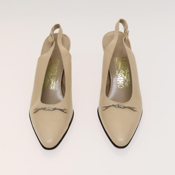 Salvatore Ferragamo Louis Vuitton High Heels Leather 2 Set Beige Auth ac3823