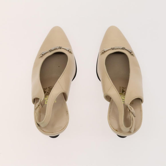 Salvatore Ferragamo Louis Vuitton High Heels Leather 2 Set Beige Auth ac3823
