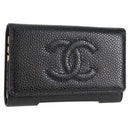 CHANEL Key Case Caviar Skin Black CC Auth ac3828M-1