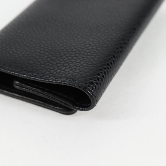 CHANEL Key Case Caviar Skin Black CC Auth ac3828M