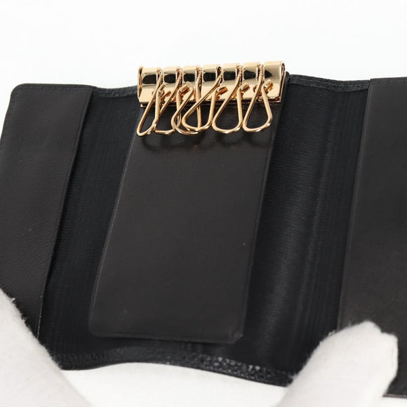 CHANEL Key Case Caviar Skin Black CC Auth ac3828M
