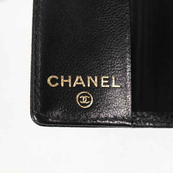 CHANEL Key Case Caviar Skin Black CC Auth ac3828M