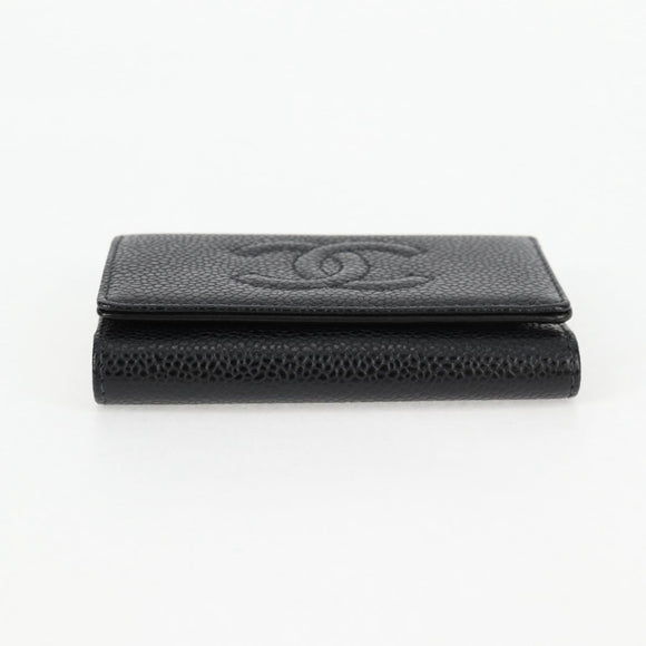 CHANEL Key Case Caviar Skin Black CC Auth ac3828M