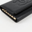 CHANEL Key Case Caviar Skin Black CC Auth ac3828M-7