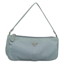 PRADA Accessory Pouch Nylon Light Blue Silver Auth ac3837-1