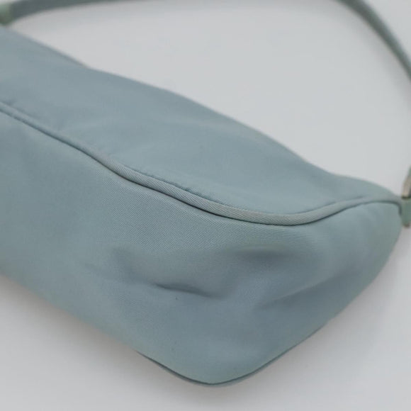 PRADA Accessory Pouch Nylon Light Blue Silver Auth ac3837